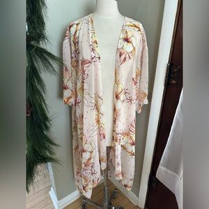 Gypsies & moon dust sheer floral kimono duster size L XL XXL NWOT